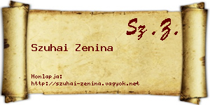 Szuhai Zenina névjegykártya
